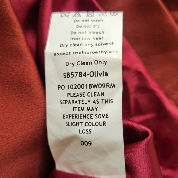 House of CB Olivia Wine Satin Off Shoulder Dress - Picture 11 of 11